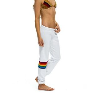 Aviator Nation Stitched Rainbow Sweatpants in White